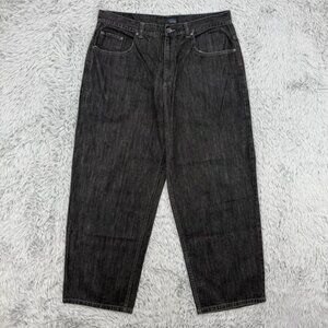 Anchor Blue Jeans Mens 37x29.25 Black VTG Y2K Baggy Wide Leg Skater Goth Grunge